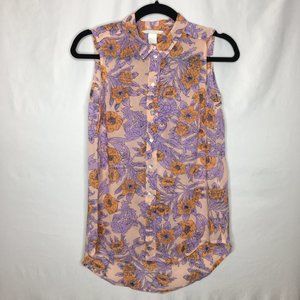 H&M floral print sleeveless button up top AF3